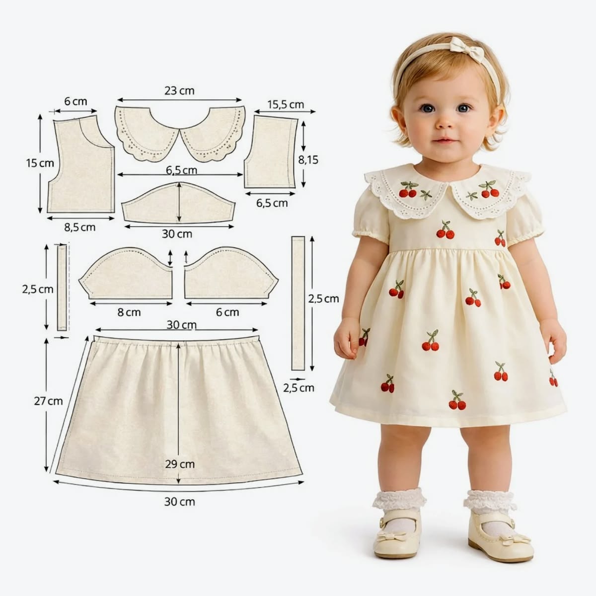 Ejemplo de patrón: Vestido para bebé